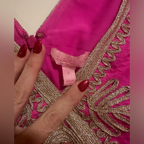Lilly Pulitzer, hot pink dress with gold details - Picture 5 of 5